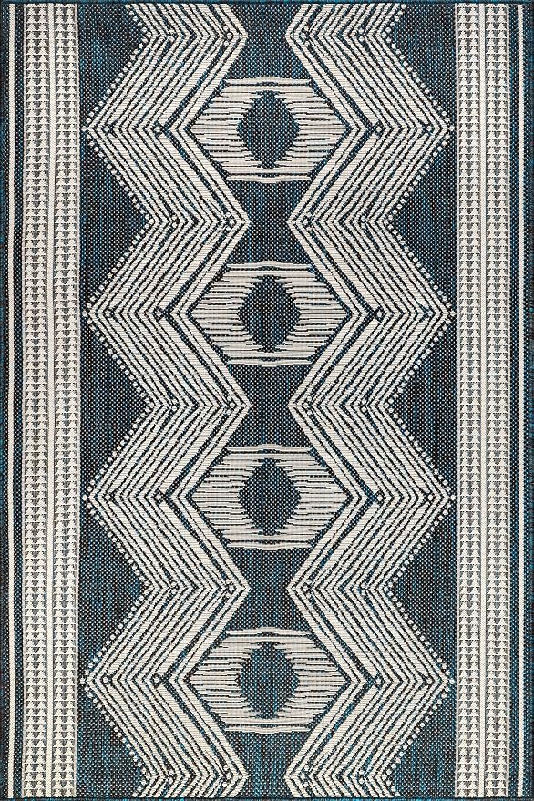 Nuloom Ranya Turquoise/Ivory, 4' x 6', Tribal Geometric, Soft and Cozy, High Traffic, Stain Resistant, Easy Clean, Durable Area Rug for Indoor/Outdoor Patio, Deck, Porch, Garden, Courtyard