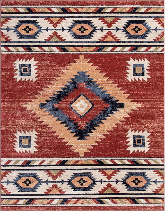 Well Woven Tulsa Lea Crimson Traditional Southwestern Tribal (9'3" x 12'6") Area Rug