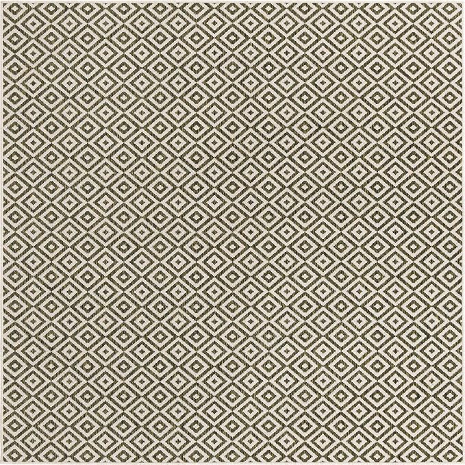 Unique Loom Jill Zarin Outdoor Collection Area Rug - Costa Rica (7' 10" Square, Green/ Ivory)
