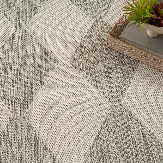 Nourison Home Positano Light Grey 5' x 7' Area Rug - Easy Clean, Non Shedding, Bed Room, Living Room, Dining Room, Kitchen (5' x 7')