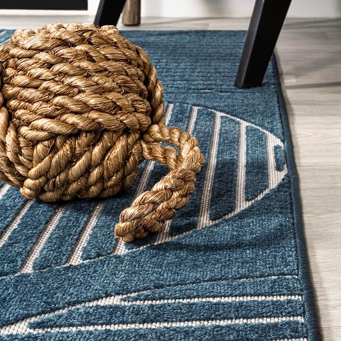 JONATHAN Y Nordby High-Low Arch Striped Navy/Cream Indoor/Outdoor Area Rug, 3x5, Contemporary, Bohemian, Transitional for Bedroom,Kitchen,Living Room,Non Shedding,Easy-Washing (SCN104A-3)
