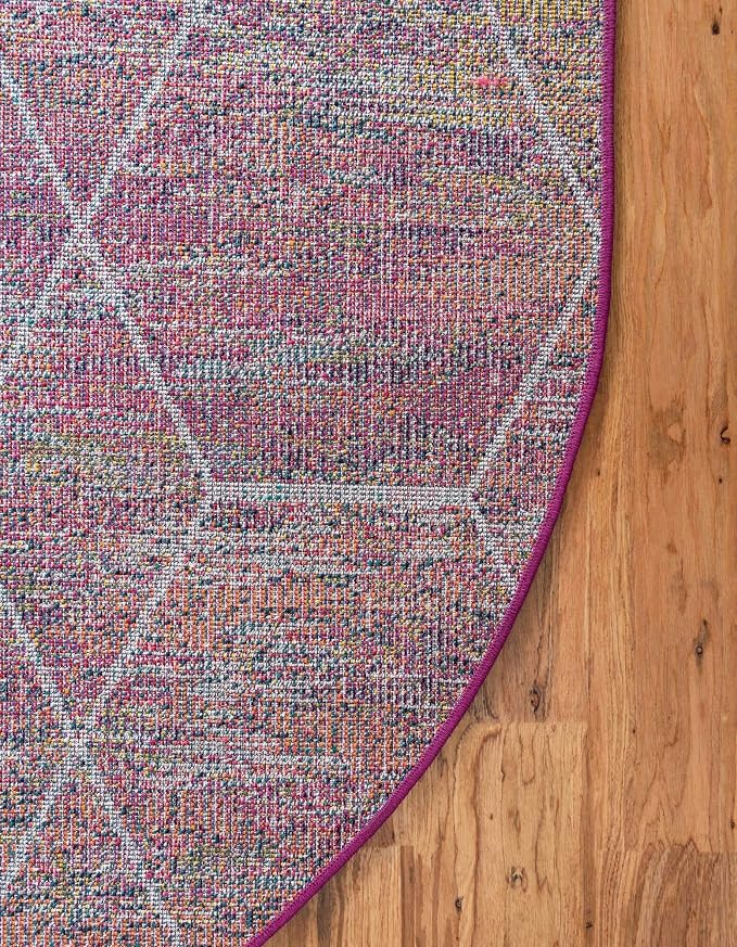 Unique Loom Trellis Frieze Collection Area Rug - Geometric (7' 10" x 10' Oval, Multi/ Black)