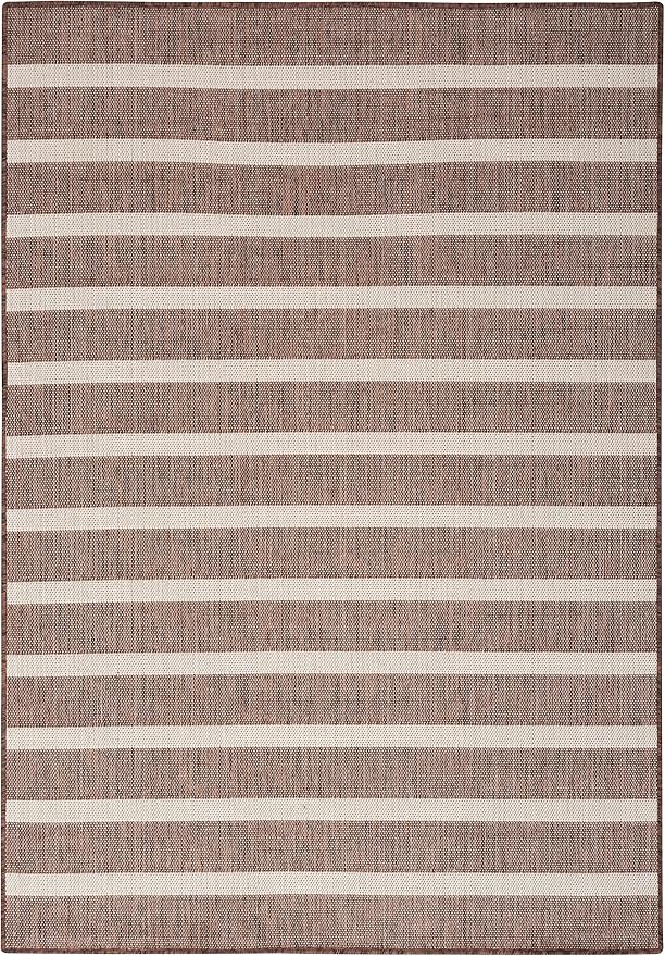 Nourison Home Positano Indoor/Outdoor Natural Ivory 7' x 10' Area Rug, Easy Cleaning, Non Shedding, Bed Room, Living Room, Dining Room, Deck, Backyard, Patio (7x10)