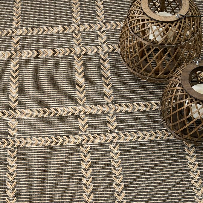 Nourison Home Horizon Indoor/Outdoor Charcoal 4' x 6' Area Rug - Easy Clean, Non Shedding, Bed Room, Living Room, Dining Room, Kitchen (4' x 6')
