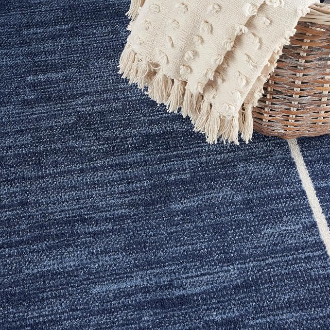 Nourison Home Nourison Essentials Navy/Ivory 4' x 6' Area Rug - Easy Clean, Non Shedding, Bed Room, Living Room, Dining Room, Kitchen (4' x 6')