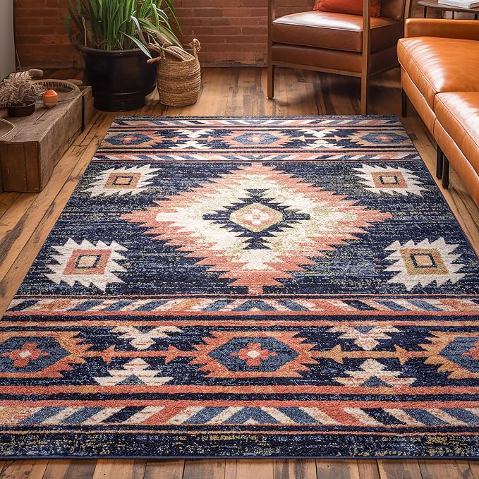 Well Woven Tulsa Lea Blue Traditional Southwestern Tribal 7'10" x 9'10" Area Rug
