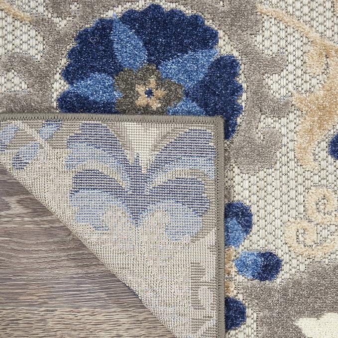 Nourison Home Aloha Natural Blue 2' x 6' Area Rug - Easy Clean, Non Shedding, Bed Room, Living Room, Dining Room, Kitchen (6' Runner)