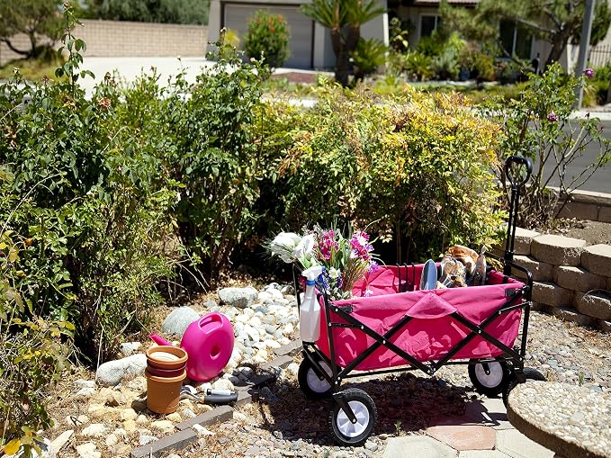 Mac Sports Collapsible Folding Outdoor Utility Wagon, Pink