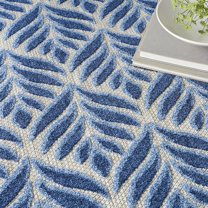 Nourison Home Aloha Blue 6' x 9' Area Rug - Easy Clean, Non Shedding, Bed Room, Living Room, Dining Room, Kitchen (6' x 9')