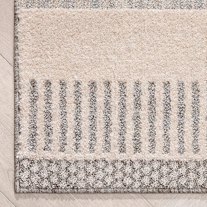 Well Woven Harlow Collection Briar Beige - Modern Tribal Minimalist Geometric 8x10 Area Rug - Ideal for Living Room, Dining Room & Bedroom - Durable, Stain Resistant & Easy to Clean