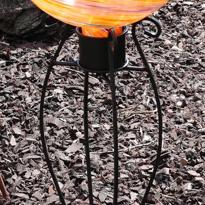 Sunnydaze Graceful Curved Outdoor Gazing Globe Stand, 18.5-Inch Tall | Black Metal Garden Globe Stand for 8-12-Inch Gazing Balls, Patio, Deck, Sunroom, or Backyard Decoration Accessory