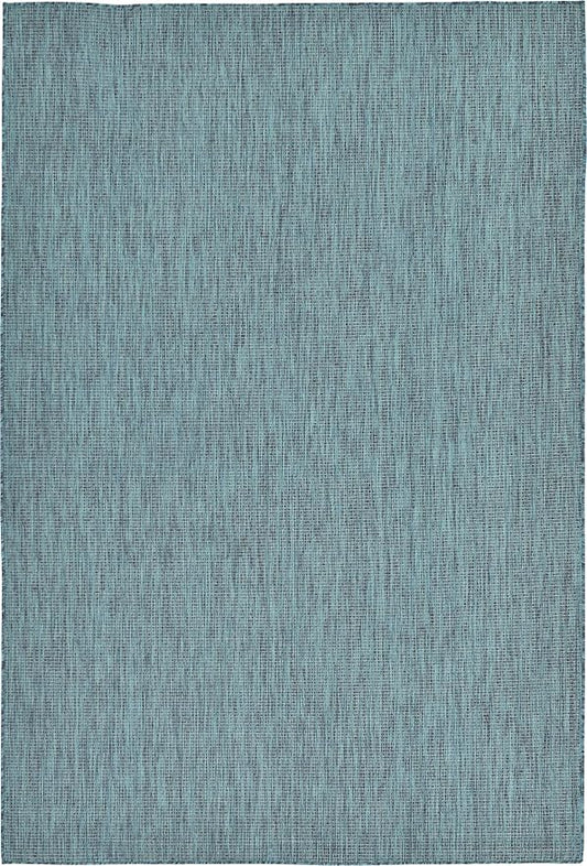 Unique Loom Collection Casual Transitional Solid Heathered Indoor/Outdoor Flatweave Area Rug (6' 1" x 9' Rectangle, Teal/Navy Blue)