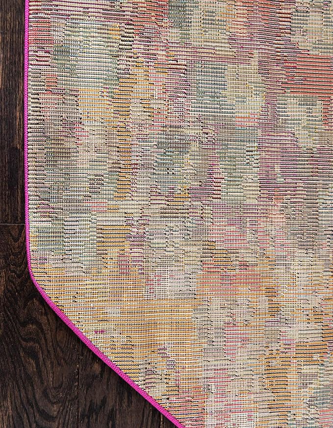 Unique Loom Jardin Collection Colorful, Vibrant, Abstract, Modern Area Rug (8' 0 x 8' 0 Square, Multi/ Blue)