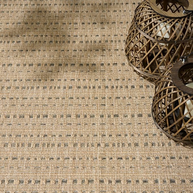 Nourison Home Tulum Taupe 5'3" x 7' Area Rug - Easy Clean, Non Shedding, Bed Room, Living Room, Dining Room, Kitchen (5' x 7')