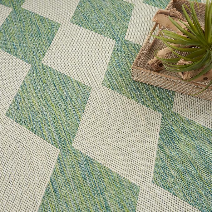 Nourison Home Positano Blue Green 7' x 10' Area Rug - Easy Clean, Non Shedding, Bed Room, Living Room, Dining Room, Kitchen (7' x 10')