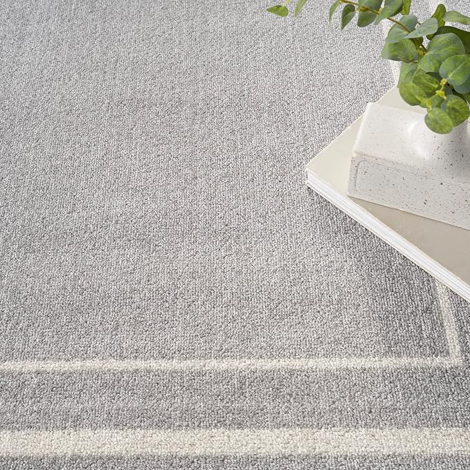 Nourison Home Nourison Essentials Grey Ivory 5' x Square Area Rug - Easy Clean, Non Shedding, Bed Room, Living Room, Dining Room, Kitchen (5' x Square)