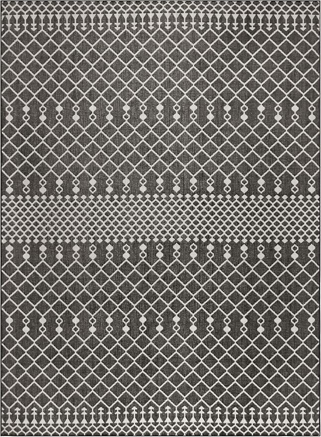Nourison Home Positano Black 12' x 15' Area Rug - Easy Clean, Non Shedding, Bed Room, Living Room, Dining Room, Kitchen (12' x 15')