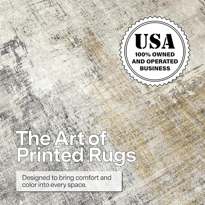 Machine Washable Area Rug - Living Room Bedroom Bathroom Kitchen Entryway Office - Padded Low Pile Stain Resistant Premium - Modern Abstract Contemporary - Quinn - Beige 7'6" x 9'6"