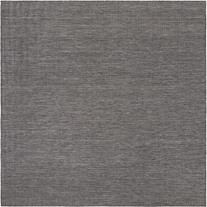 Unique Loom Outdoor Solid Collection Area Rug (7' 10" Square Black/Ivory)