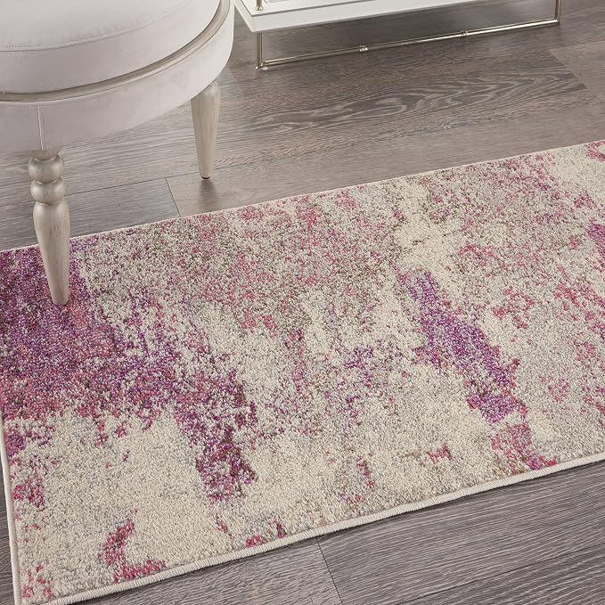 Nourison Home Celestial Ivory Pink 2'2" x 3'9" Area Rug - Easy Clean, Non Shedding, Bed Room, Living Room, Dining Room, Kitchen (2' x 4')