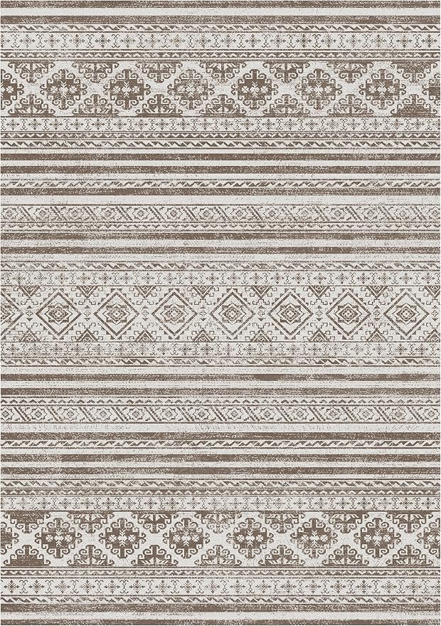 Washable Area Rugs 6' x 9' - 1/6 Thick - Moroccan-Inspired -Stain & Water Resistant Non-Slip - Resistant Rug for Living Room, Bedroom, Nursery, Pet & Child Friendly (Brown)