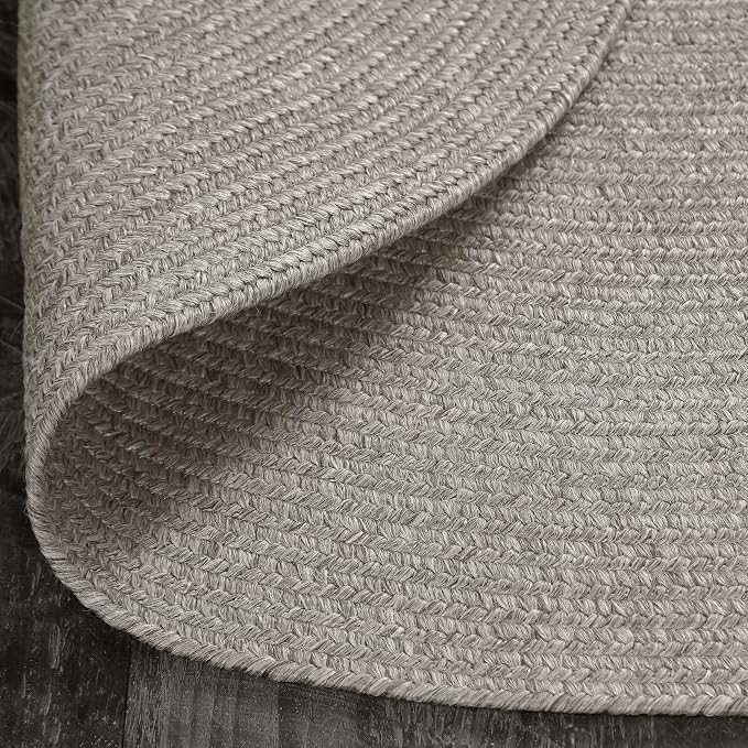 Superior Indoor/Outdoor Area Rug, Reversible Braided Floor Decor for Living Room, Kitchen, Patio, Front Porch, Modern Boho Farmhouse Rugs, Hardwood, Bedroom Accessories, 4' Round, Canvas