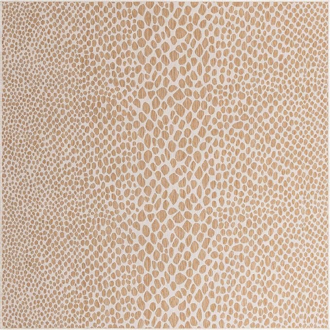 Unique Loom Jill Zarin Outdoor Collection Area Rug - Cape Town (7' 10'' Square, Dark Beige/ Ivory)