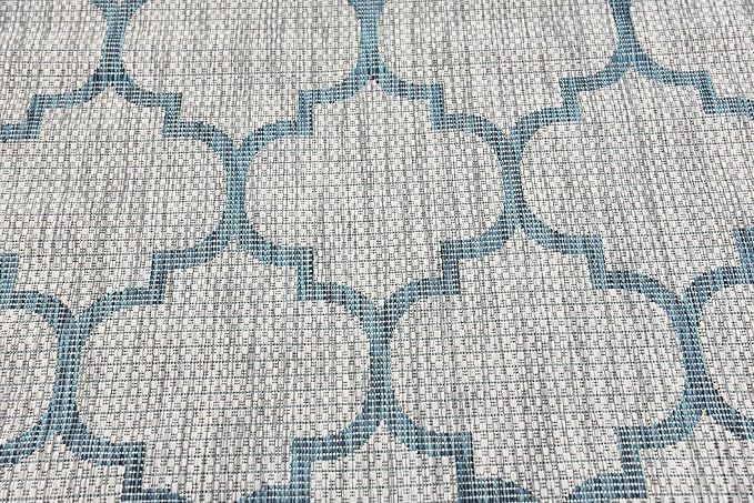Unique Loom Outdoor Trellis Collection Area Rug (4' 1" x 6' 1" Rectangle, Gray/ Ivory)