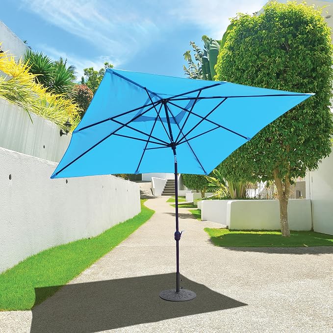 Galtech Deluxe Auto Tilt Market Umbrella, 10ft - Outdoor Patio, Deck, Pool, Backyard Stand Alone Umbrella - Square, Heavy Duty w/Bronze Frame & Sunbrella Fabric (Beige)
