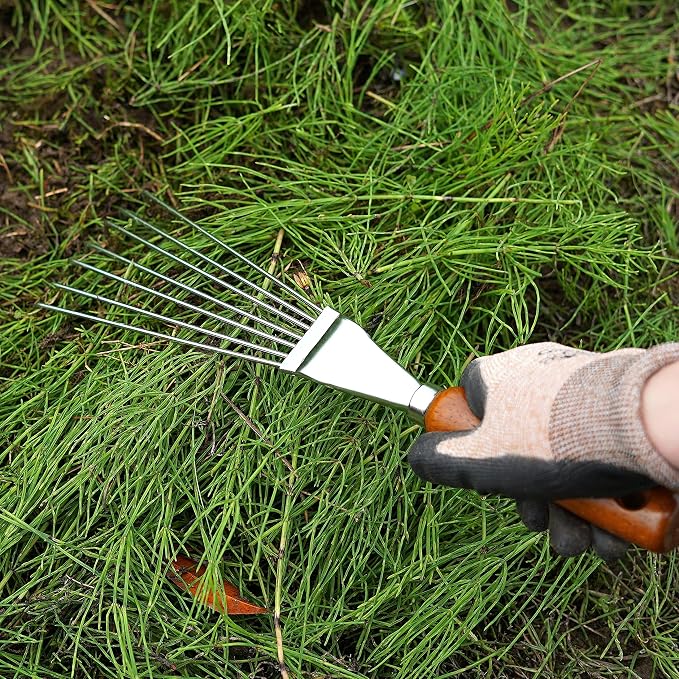 Japanese Garden Weeding Tools Set (Telescoping Long Handle Sickle, Root Puller, Hand Rake) Gardening Weeder Tools Set, Made in Japan