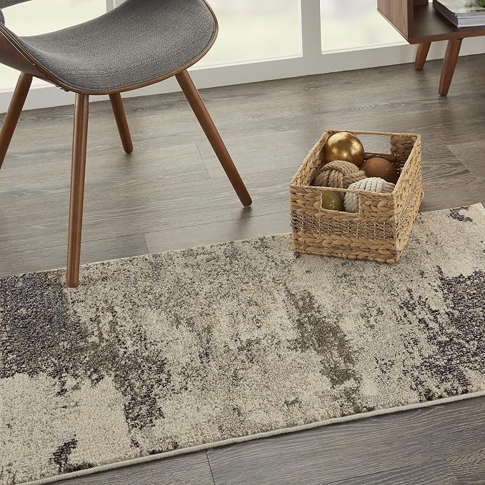Nourison Home Celestial Ivory Grey 2'2" x 3'9" Area Rug - Easy Clean, Non Shedding, Bed Room, Living Room, Dining Room, Kitchen (2' x 4')