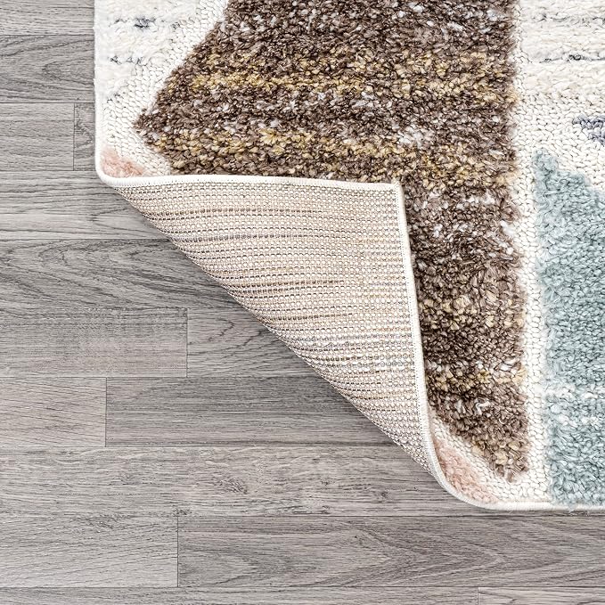 JONATHAN Y Colorblock Carved High-Low Multi Runner Rug 2X8 ft, Aileen Geometric Scandi for Living Room, Bedroom, Kitchen, Office, Easy-Cleaning, High Traffic, Pet-Friendly, Non-Shedding SNT107A-28