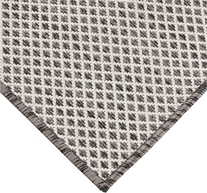 Nourison Home Courtyard Ivory Charcoal 3' x 5' Area Rug - Easy Clean, Non Shedding, Bed Room, Living Room, Dining Room, Kitchen (3' x 5')