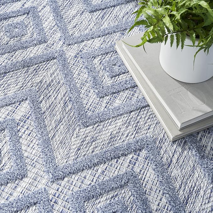 Nourison Home Versatile Denim Blue 4' x 6' Area Rug - Easy Clean, Non Shedding, Bed Room, Living Room, Dining Room, Kitchen (4' x 6')