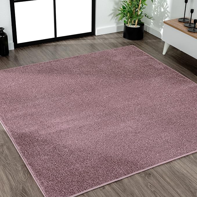 JONATHAN Y Haze Solid Low-Pile Light Purple 9x9 Square Indoor Area Rug, Coastal,Bohemian,Minimalist,Classic, Easy-Cleaning for Living Room,Bedroom,Kitchen,Pet Friendly,Non-Shedding (SEU100R-9SQ)