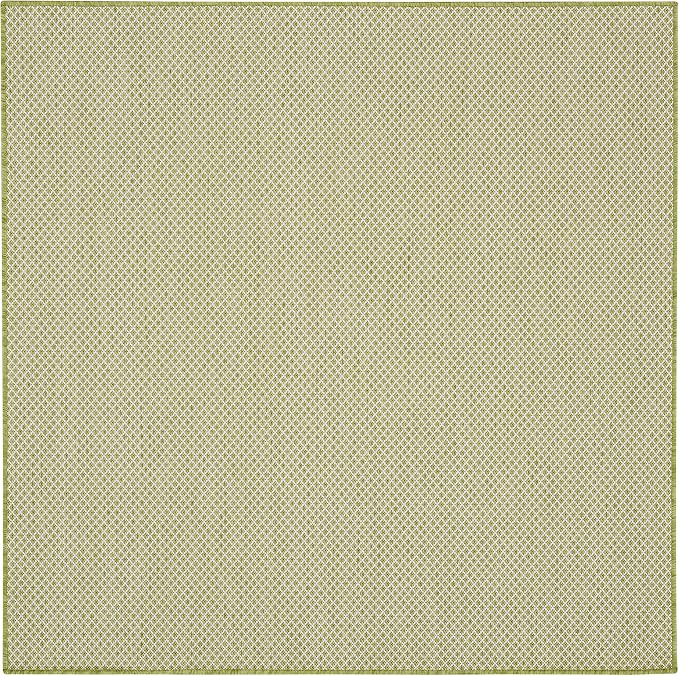 Nourison Home Courtyard Ivory Green 4' x Square Area Rug - Easy Clean, Non Shedding, Bed Room, Living Room, Dining Room, Kitchen (4' x Square)