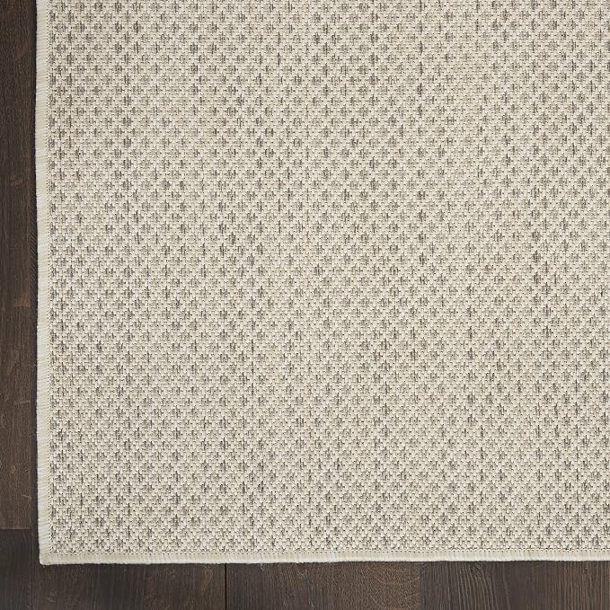 Nourison Home Courtyard Ivory Silver 8' x Square Area Rug - Easy Clean, Non Shedding, Bed Room, Living Room, Dining Room, Kitchen (8' x Square)