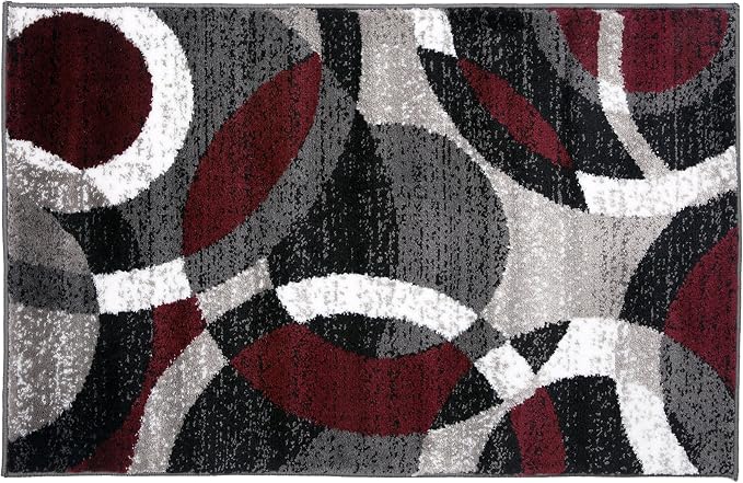 Rugshop Abstract Circles Contemporary High Traffic Area Rug Red 2' x 3' | Rectangular, Size 2' x 3', Living Room, Bedroom, Dining Room, Home Office, Kitchen, Entryway, Hallway, Nursery, Kids Room