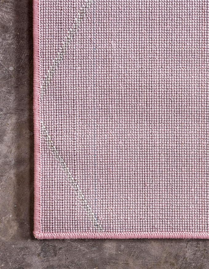 Unique Loom Trellis Frieze Collection Area Rug - Geometric (2' x 6' 1" Runner Light Pink/Ivory)