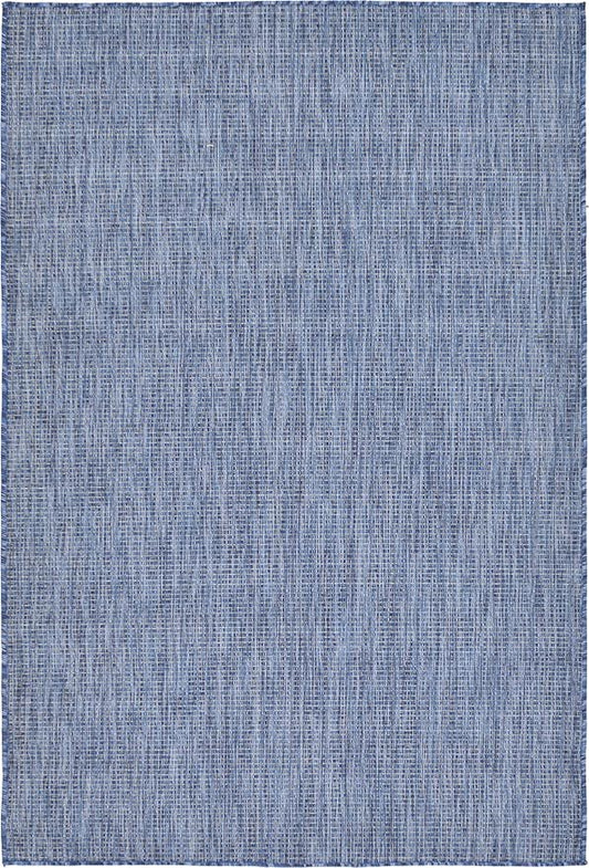 Unique Loom Collection Casual Transitional Solid Heathered Indoor/Outdoor Flatweave Area Rug (4' 1" x 6' 1" Rectangle, Blue/Navy Blue)