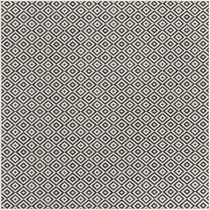 Unique Loom Outdoor Collection Area Rug - Costa Rica (7' 10' Square, Charcoal Gray/ Ivory)