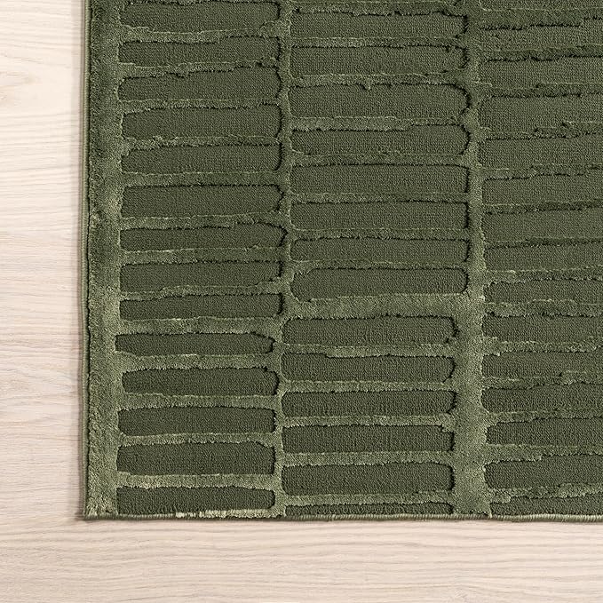 nuLOOM Kailani Green Geometric Washable Area Rug, 8' x 10' | Nuloom Kailani Geometric 8' x 10' Machine Washable Area Rug for Living Room Bedroom Dining Room, Green