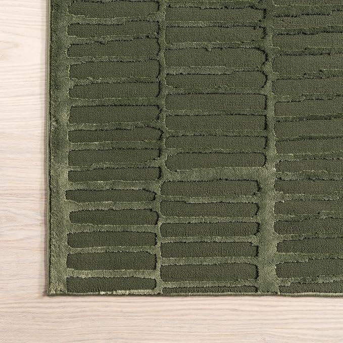 nuLOOM Kailani Green Geometric Washable Area Rug, 5' x 8' | Nuloom Kailani Geometric 5' x 8' Machine Washable Area Rug for Living Room Bedroom Dining Room, Green