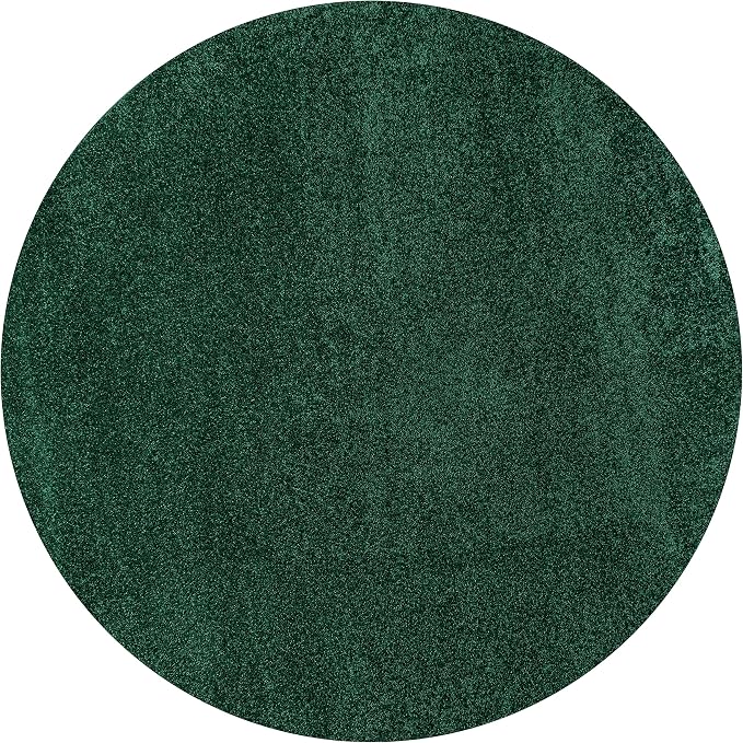 JONATHAN Y Haze Solid Low-Pile Emerald 5' Round Indoor Area Rug, Coastal,Bohemian,Minimalist,Classic, Easy-Cleaning for Living Room,Bedroom,Kitchen,Pet Friendly,Non-Shedding (SEU100L-5R)