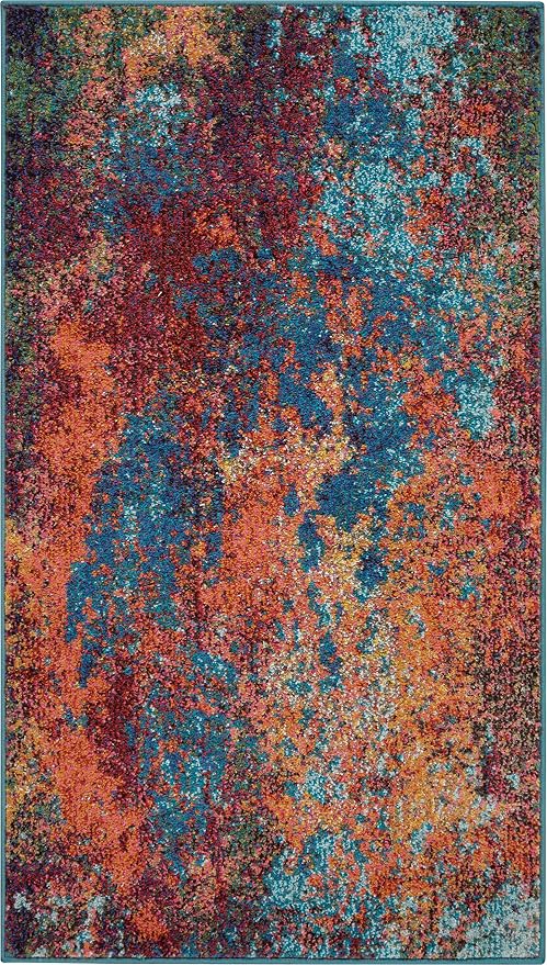 Nourison Home Celestial Atlantic 3' x 5' Area Rug - Easy Clean, Non Shedding, Bed Room, Living Room, Dining Room, Kitchen (3' x 5')