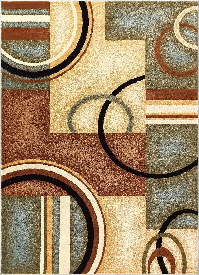 Well Woven Barclay Arcs & Shapes Light Blue Modern Geometric Area Rug 6'7'' X 9'6''