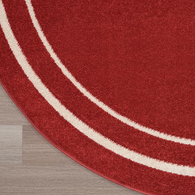 Nourison Home Nourison Essentials Brick Ivory 4' x Round Area Rug - Easy Clean, Non Shedding, Bed Room, Living Room, Dining Room, Kitchen (4' x Round)