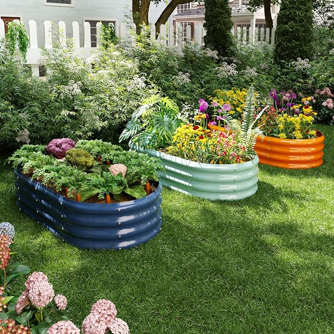 ZFHgarden Raised Garden Beds Outdoor Galvanized Planter Raised Garden Bed 4x2x1ft Flower Garden Bed