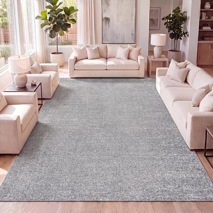 JONATHAN Y Haze Solid Low-Pile Gray Indoor Area Rug 3x5, Coastal,Bohemian,Minimalist,Classic, Easy-Cleaning for Living Room,Bedroom,Kitchen,Pet Friendly,Non-Shedding (SEU100A-3)