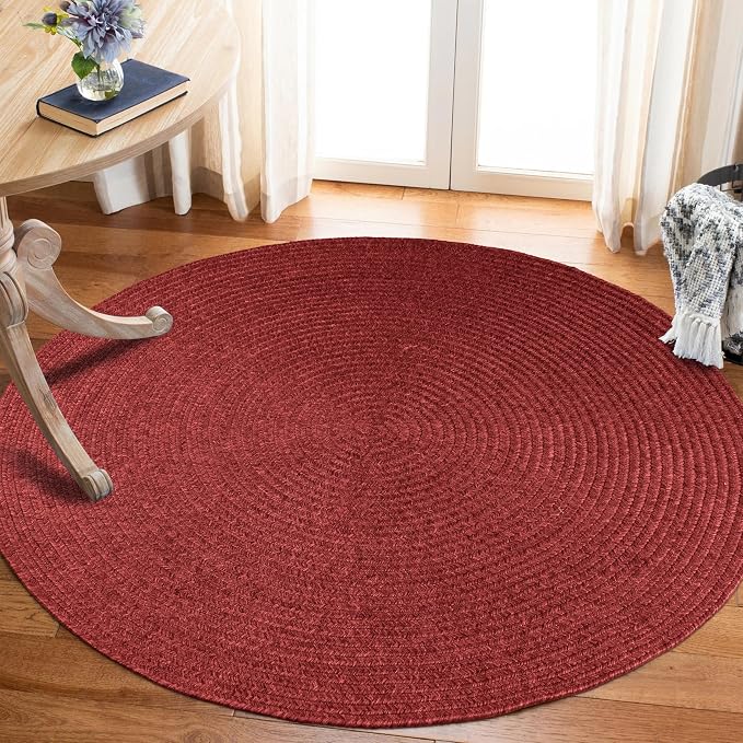 Superior Reversible Braided Indoor/Outdoor Area Rug, 6' round, Burgundy